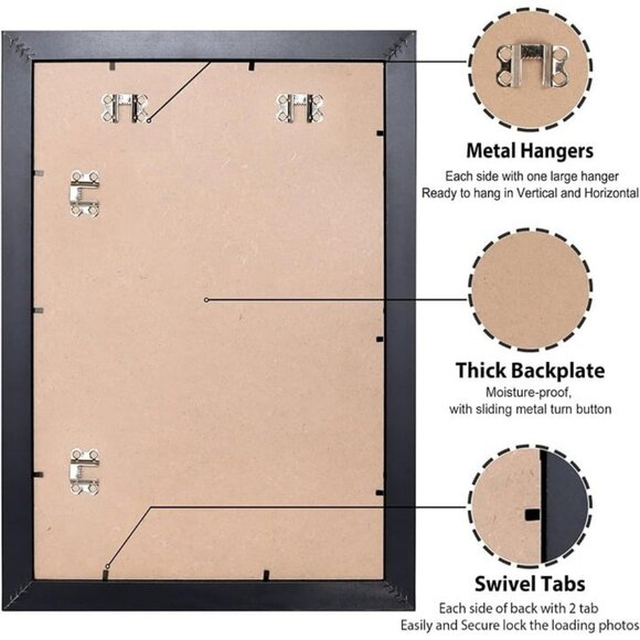 Home 22x28 Picture Frame Black Poster Display 18x24 with Mat or full Without Mat - Picture 4 of 7